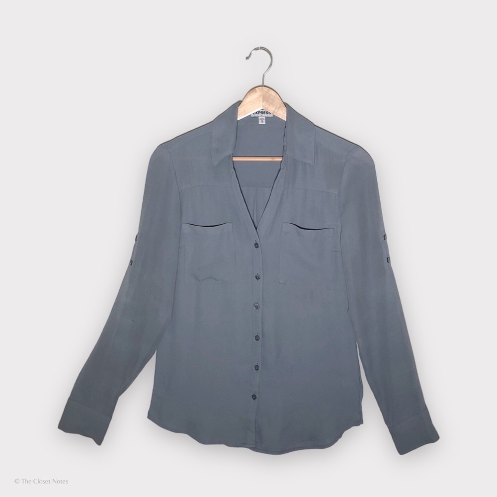 collar long sleeve button down in dusky sky blue